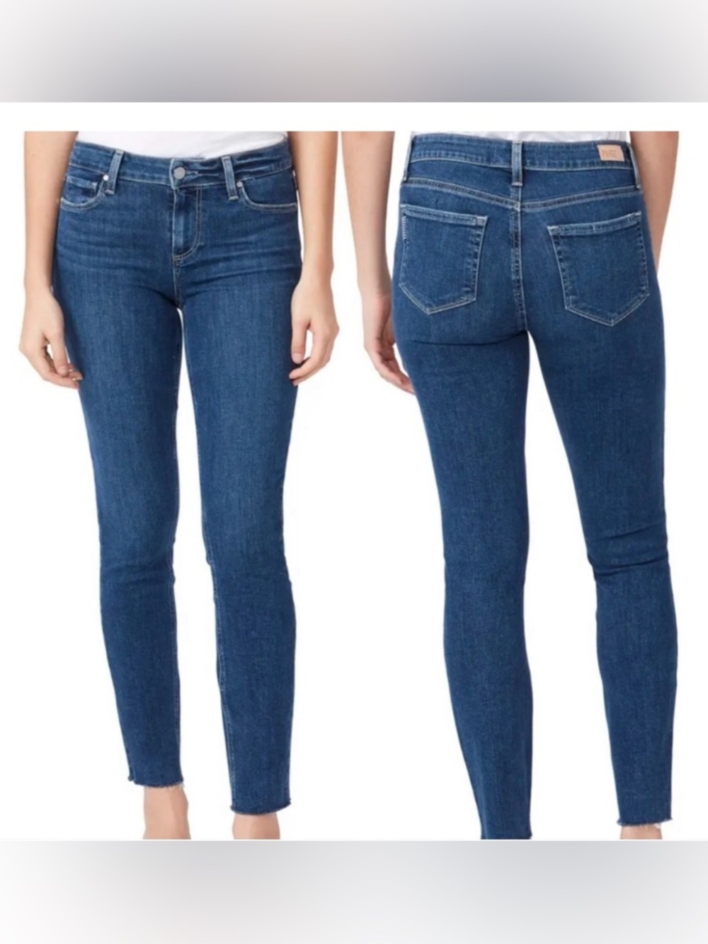 PAIGE Verdugo Crop Jeans Size 29 Raw Hem Blue Mid Rise Skinny Denim